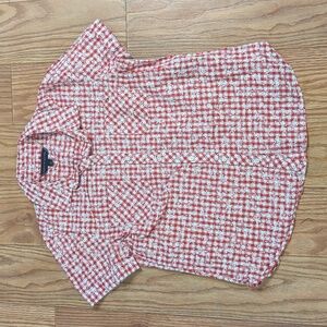 Tommy Hilfiger red & white gingham floral button-down shirt 100% cotton size M